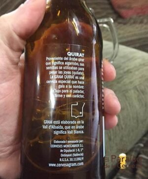 cerveza artesana Quirat Gram ontinyet valencia españa botellin trasera