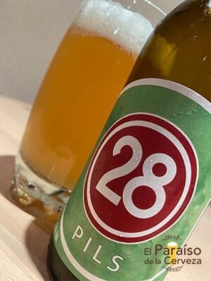 La cerveza 28 Pils una cerveza de la bodega belga Brasserie 28