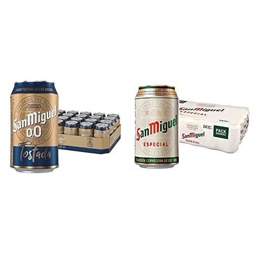 Cerveza 00 Tostada San Miguel - Pack de 24 x 33 cl Cerveza Especial ...